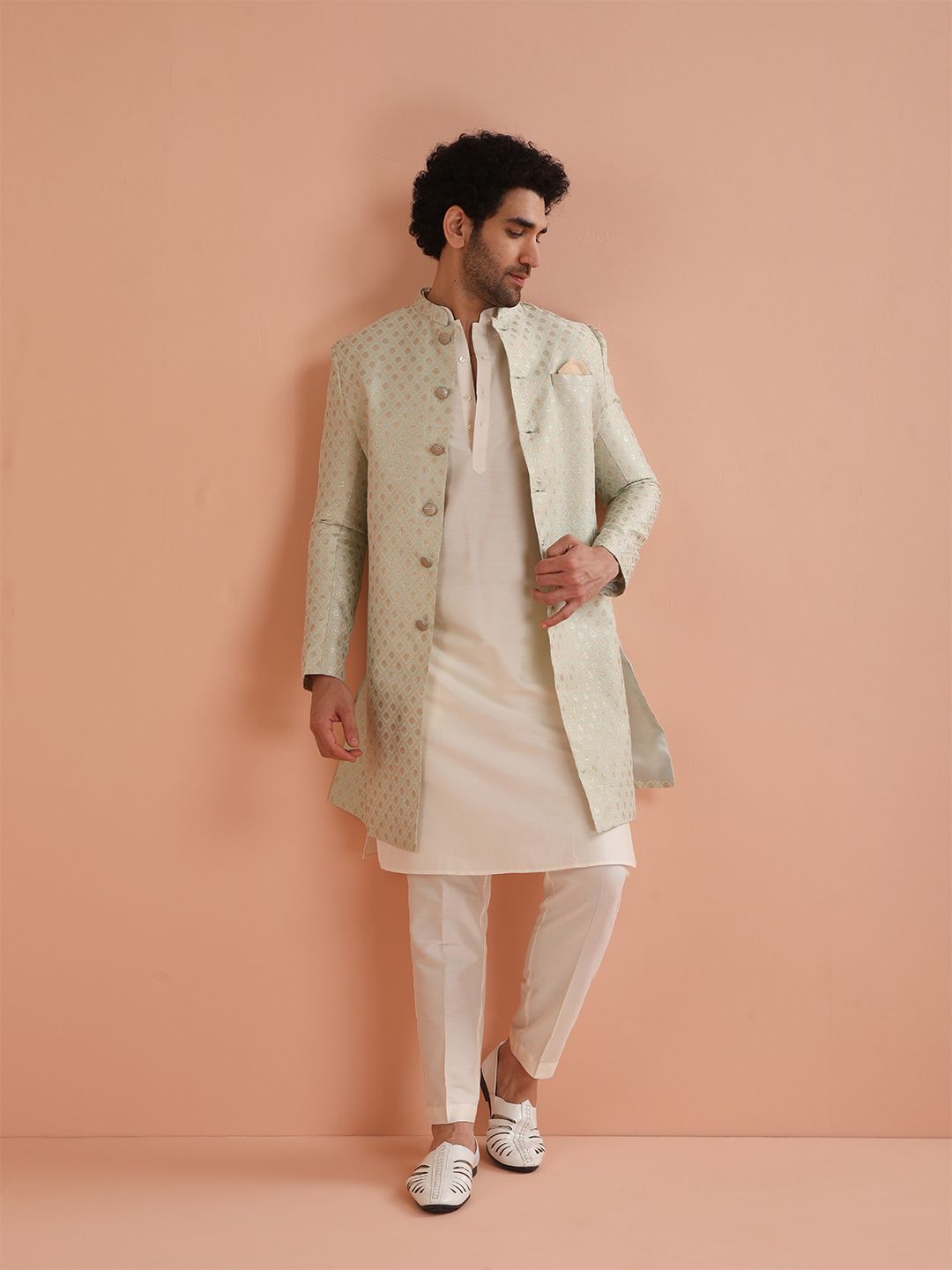 KISAH Men Zari-Design Sherwani Trouser Set