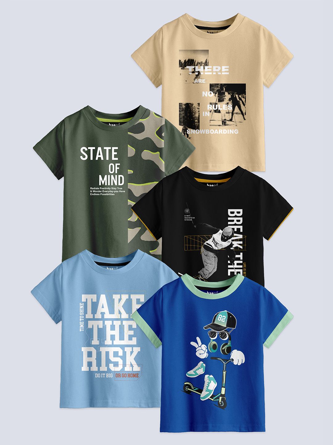 BAESD Boys Pack Of 5 Printed Pure Cotton T-shirts-picture-18