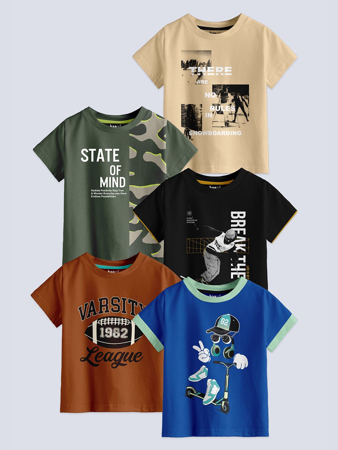 BAESD Boys Pack Of 5 Printed Pure Cotton T-shirts-picture-17