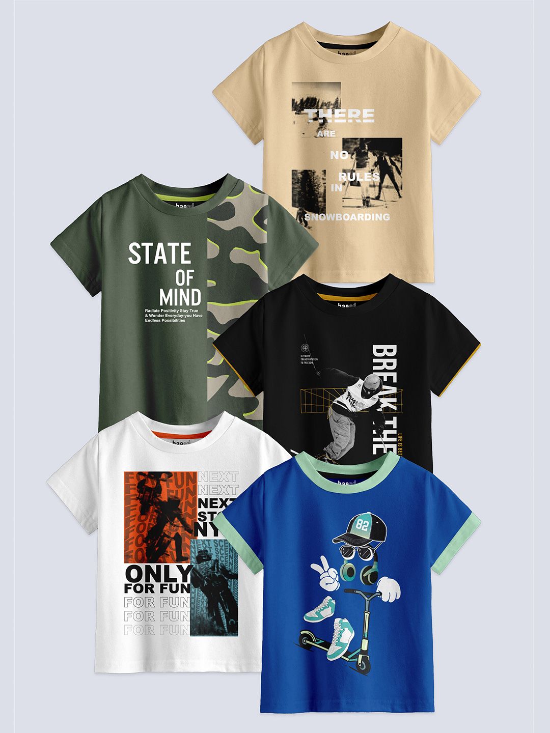 BAESD Boys Pack Of 5 Printed Pure Cotton T-shirts-picture-26