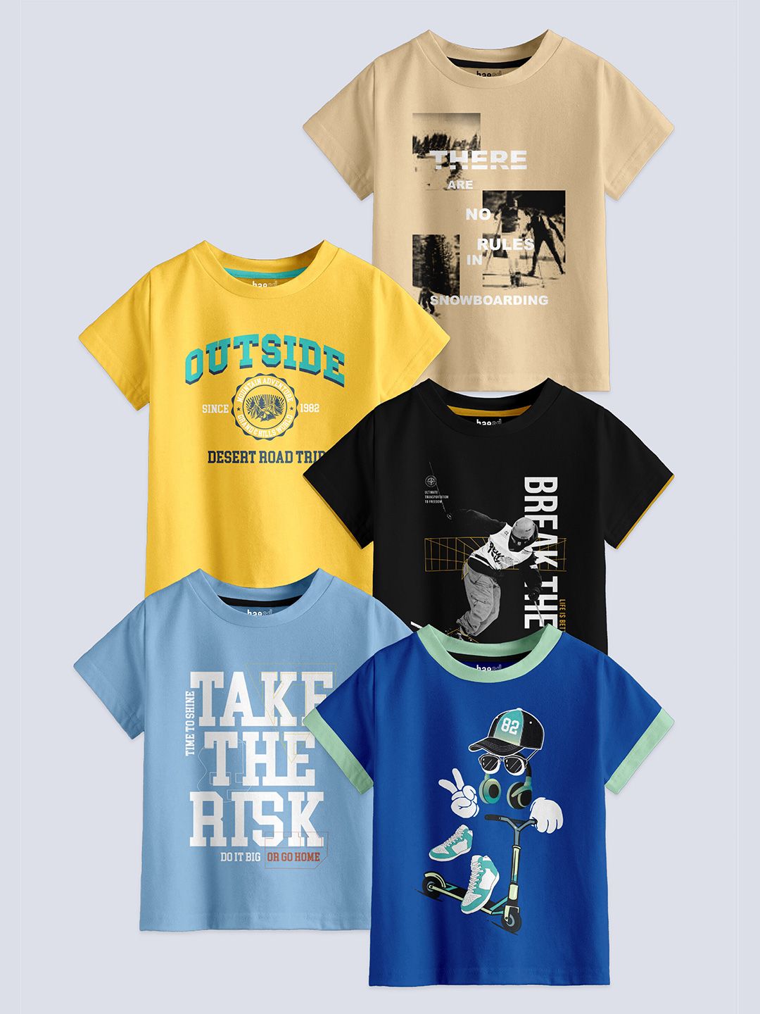 BAESD Boys Pack Of 5 Printed Pure Cotton T-shirts-picture-20