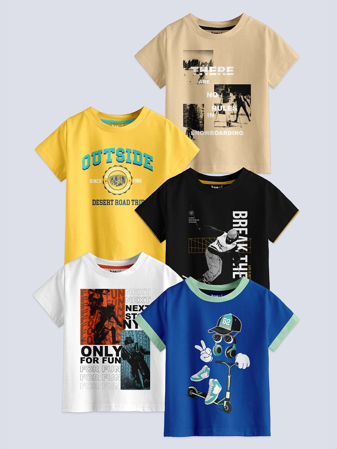 BAESD Boys Pack Of 5 Printed Pure Cotton T-shirts-picture-25