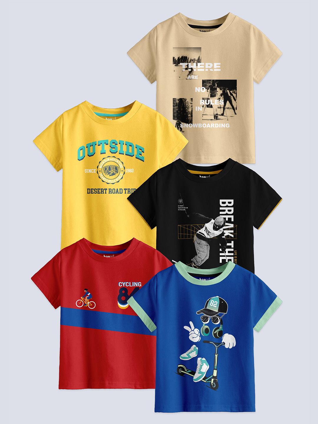 BAESD Boys Pack Of 5 Printed Pure Cotton T-shirts-picture-19