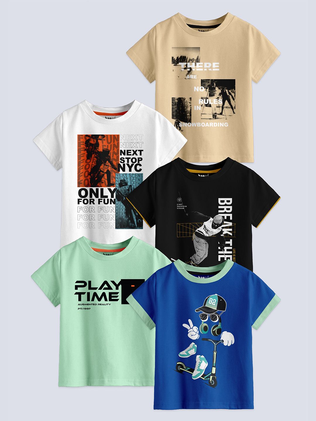 BAESD Boys Pack Of 5 Printed Pure Cotton T-shirts-picture-24