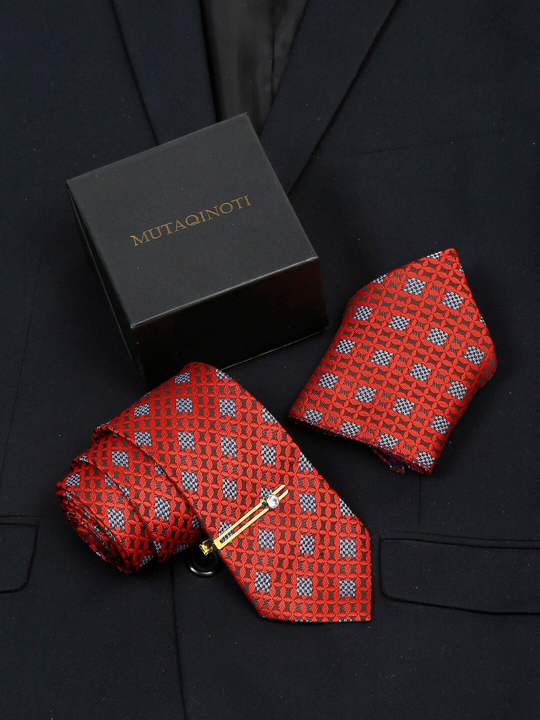 MUTAQINOTI Mens Printed Silk Necktie Accessory Gift Set-picture-17