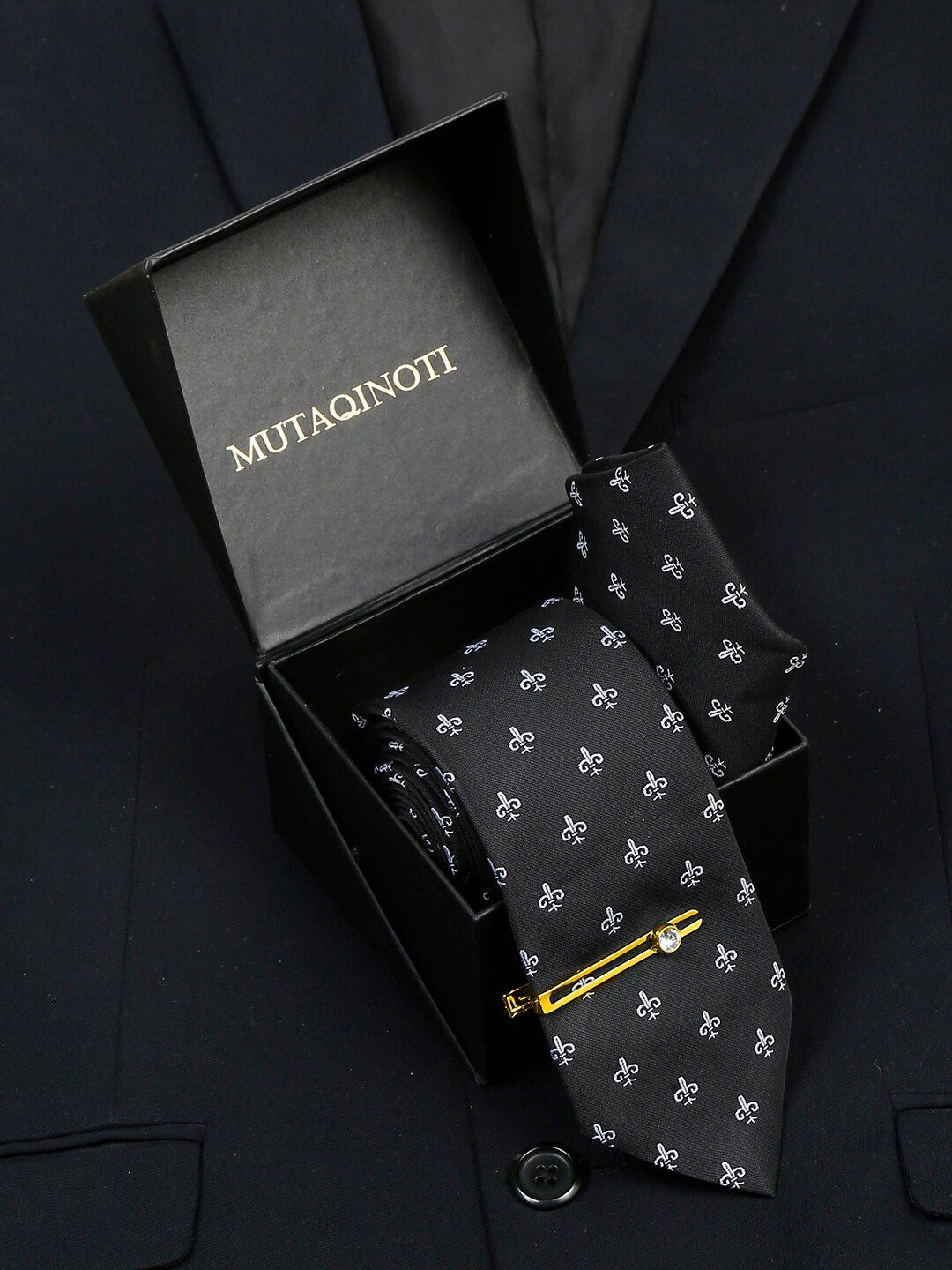 MUTAQINOTI Mens Woven Design Silk Accessory Gift Set-picture-12