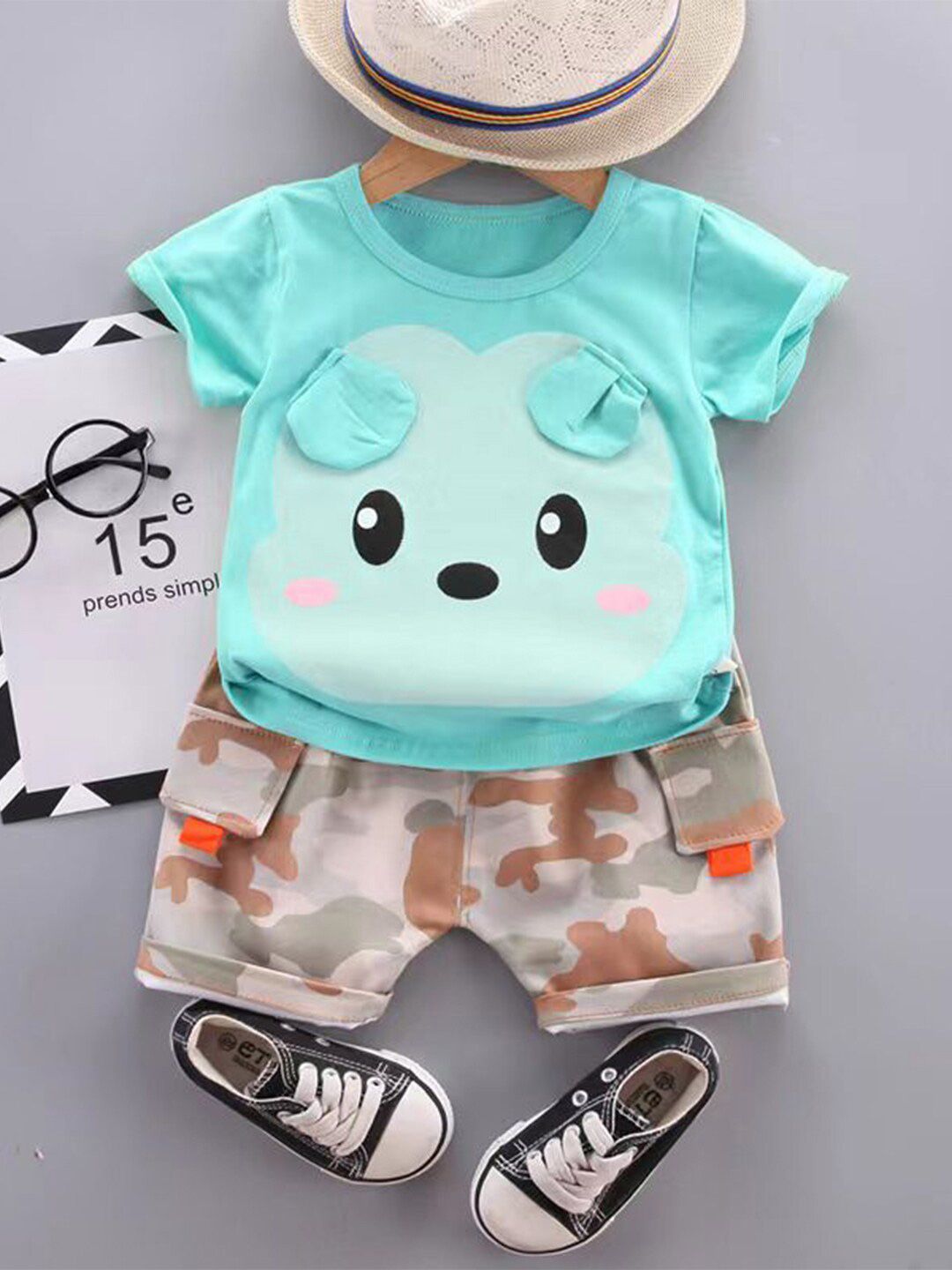 Bold N Elegant Kids Printed Pure Cotton T-shirt with Shorts-picture-37