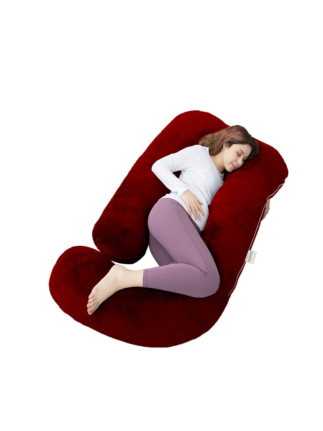 OyO Baby Maroon J-Shaped Maternity Pillow-picture-23