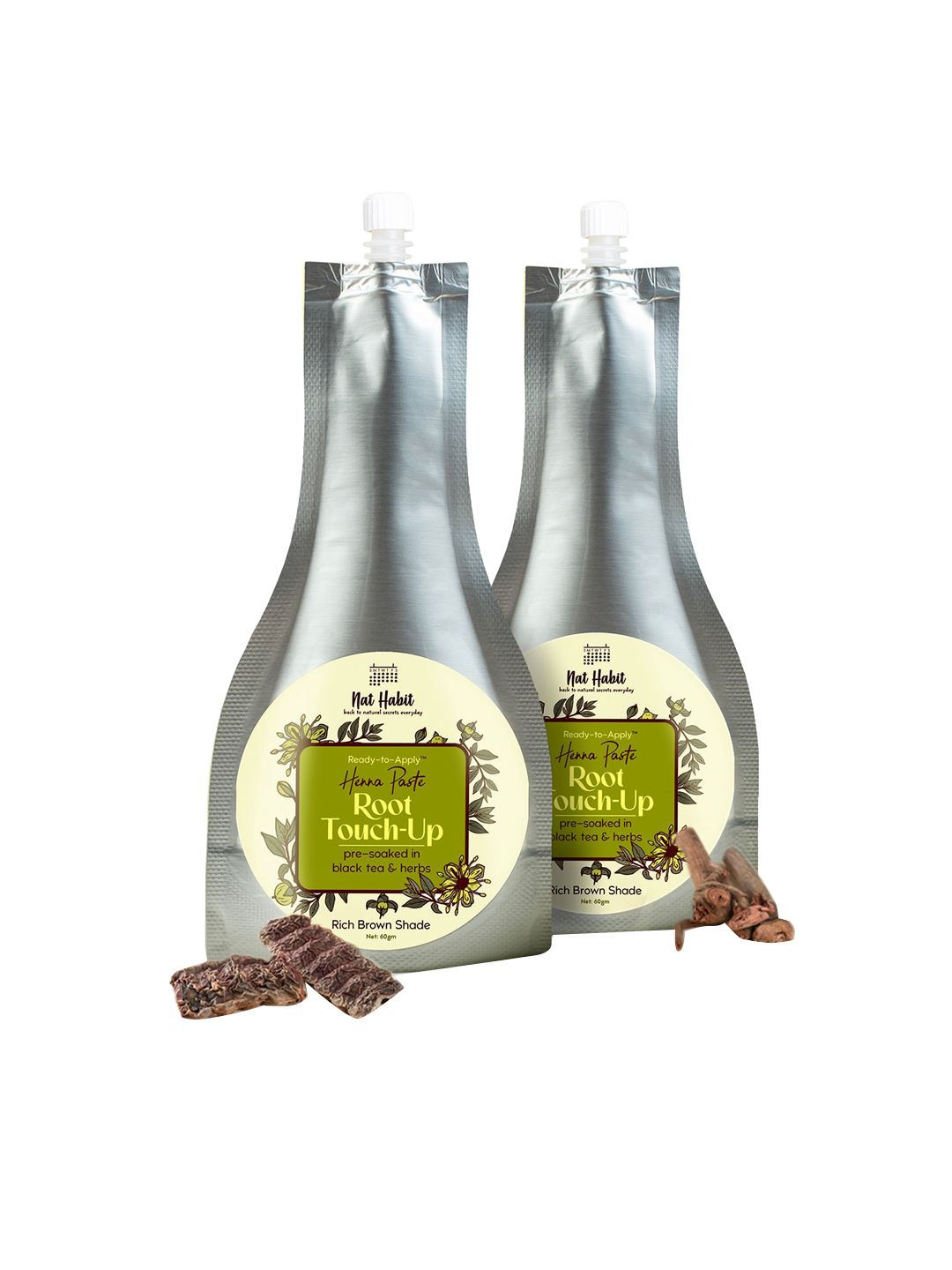 Nat Habit Set Of 2 Root Touch Up Henna Paste 60g Each - Brown-picture-39