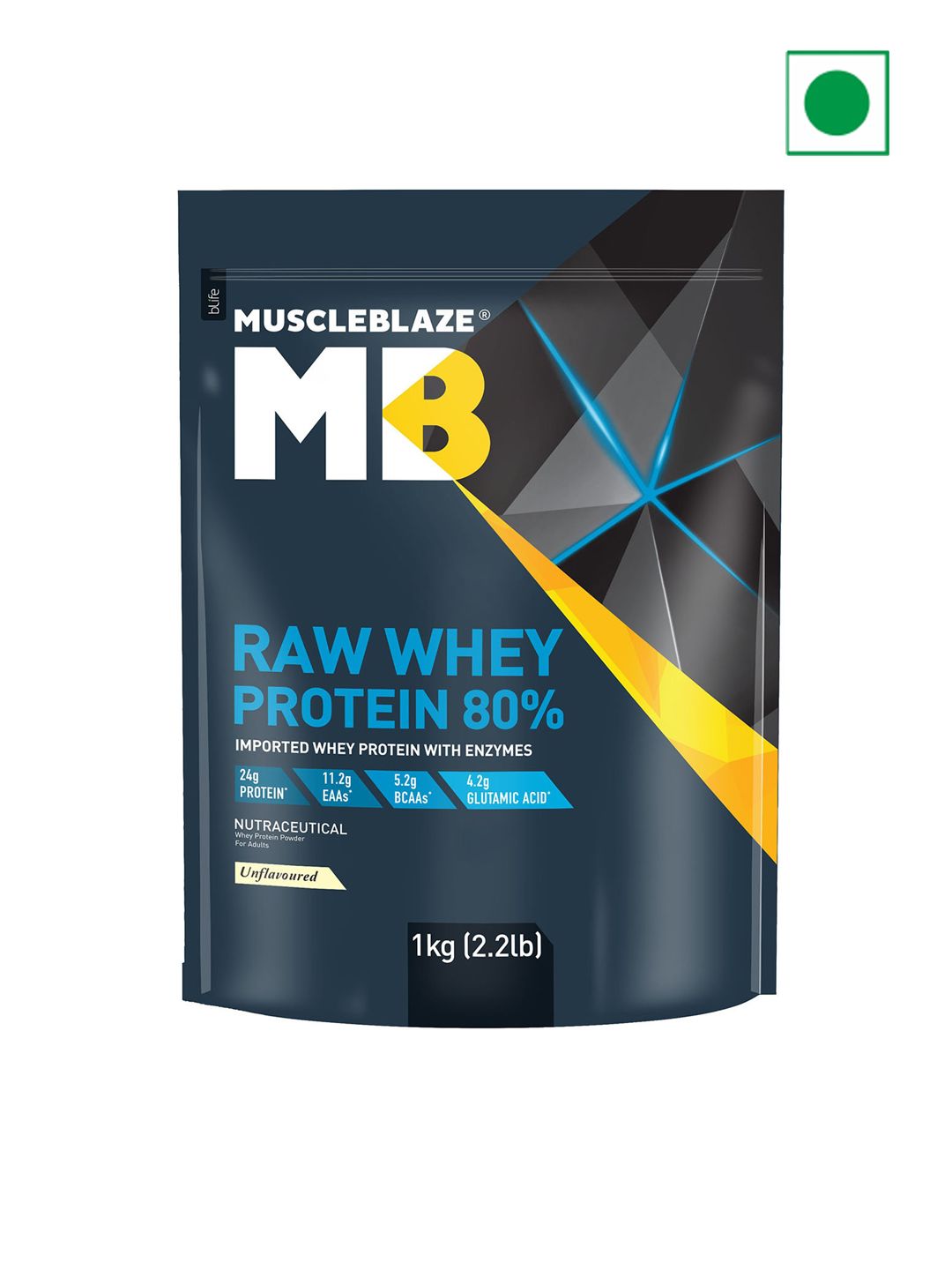 MuscleBlaze Whey Protein Concentrate 80% With Added Digestive Enzymes -1Kg