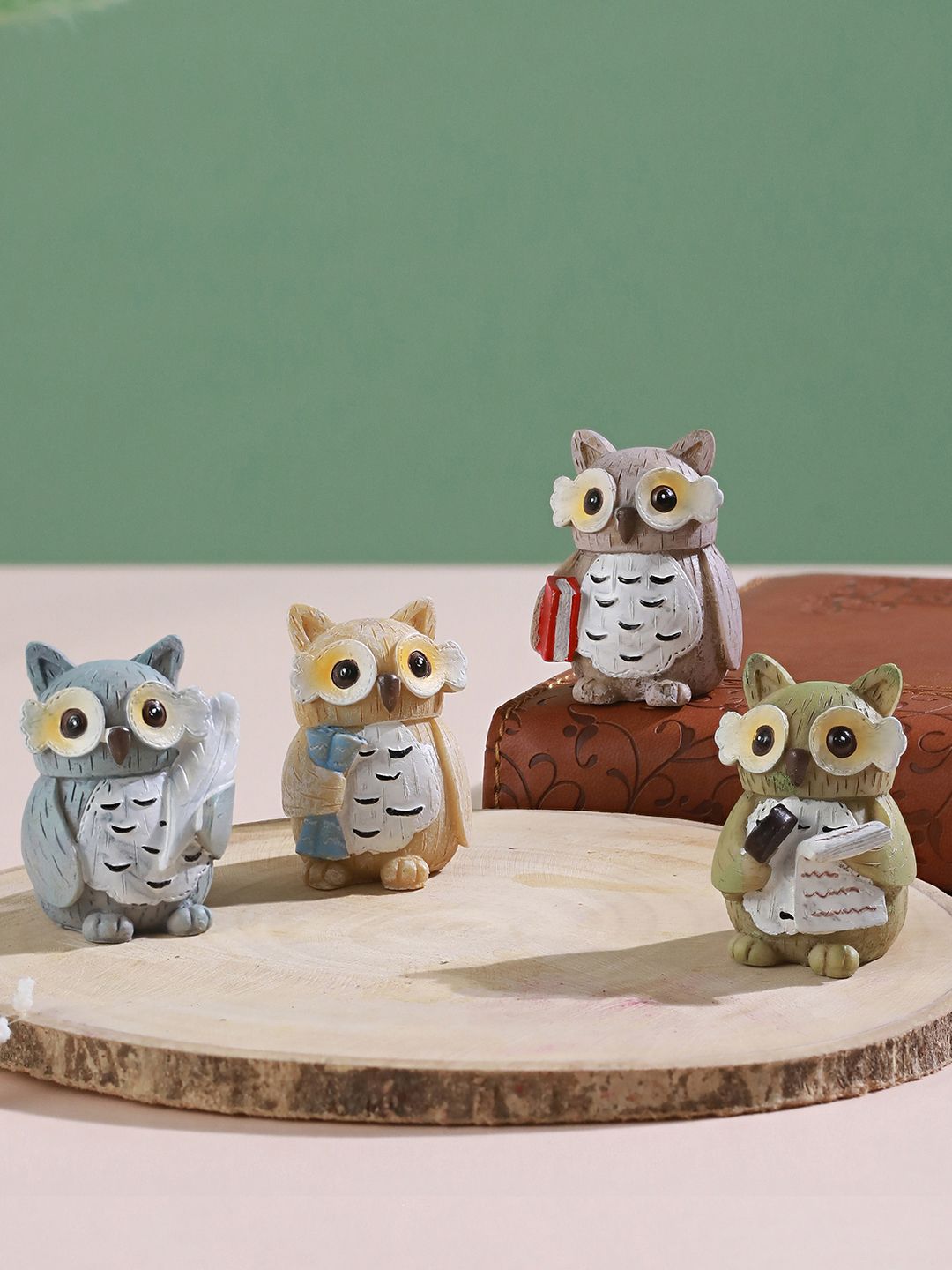 TIED RIBBONS 4 Piece Owl Statue Miniature Figurine Showpieces-picture-32