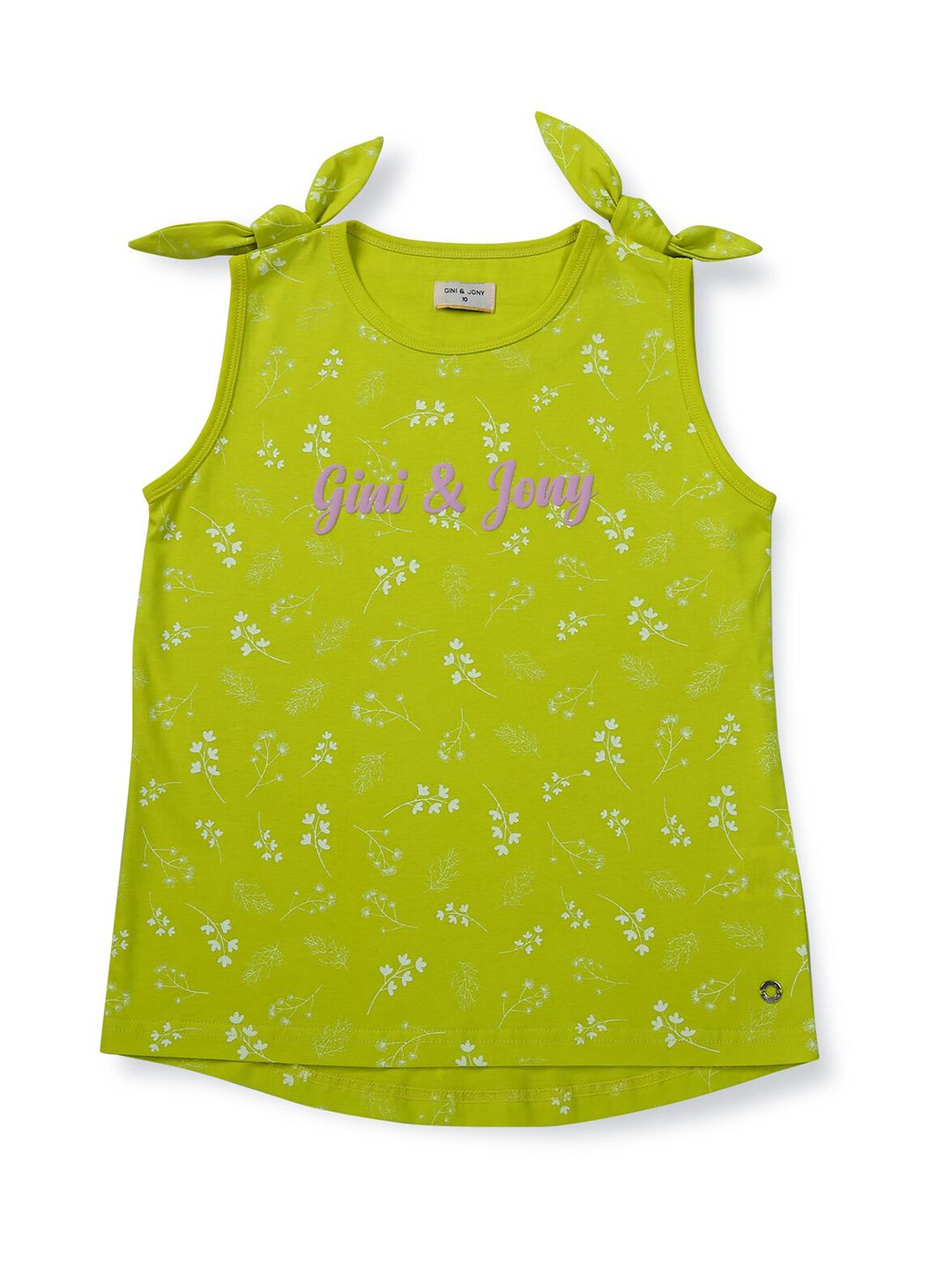 Gini and Jony Girls Floral printed Round Neck Sleeveless Tie-Up Cotton Top-picture-37