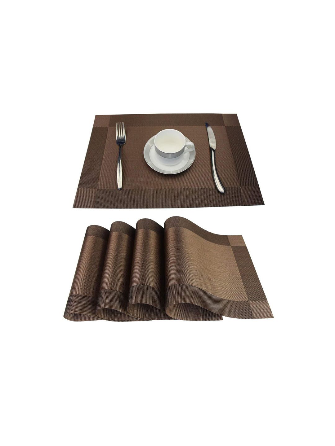 Dakshya Industries 4 Pcs Brown Textured Table Placemats-image-9