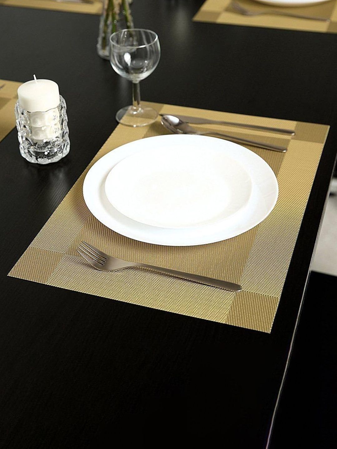 Dakshya Industries 4 Pcs Beige Textured Table Placemats-picture-32