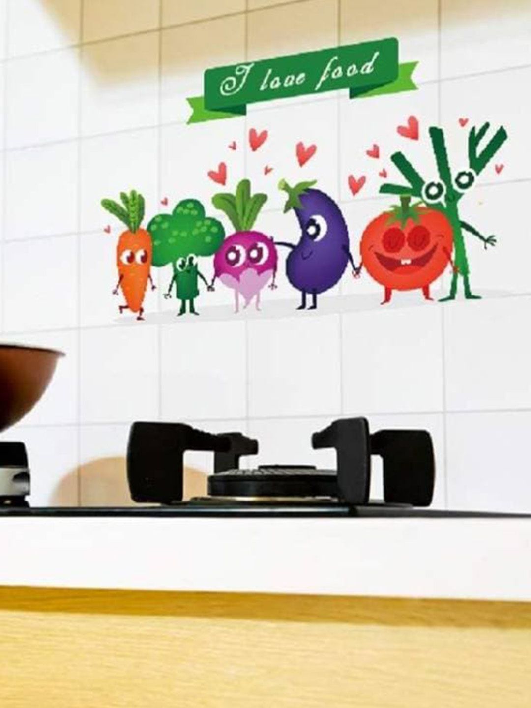 Jaamso Royals Red & Green Crockery Kitchen Tile Printed Self-Adhesive Wall Sticker-picture-3