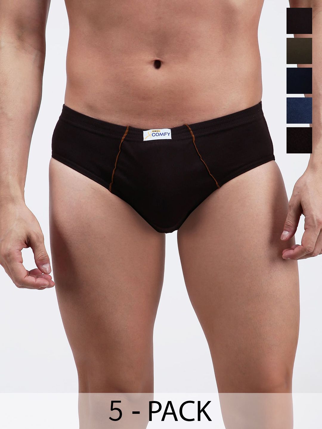 AMUL COMFY Pack Of 5 Cotton Basic Briefs AC-CBRIIE-AF-CB-NVY-LTBR-SGRY-S-5PC-picture-20
