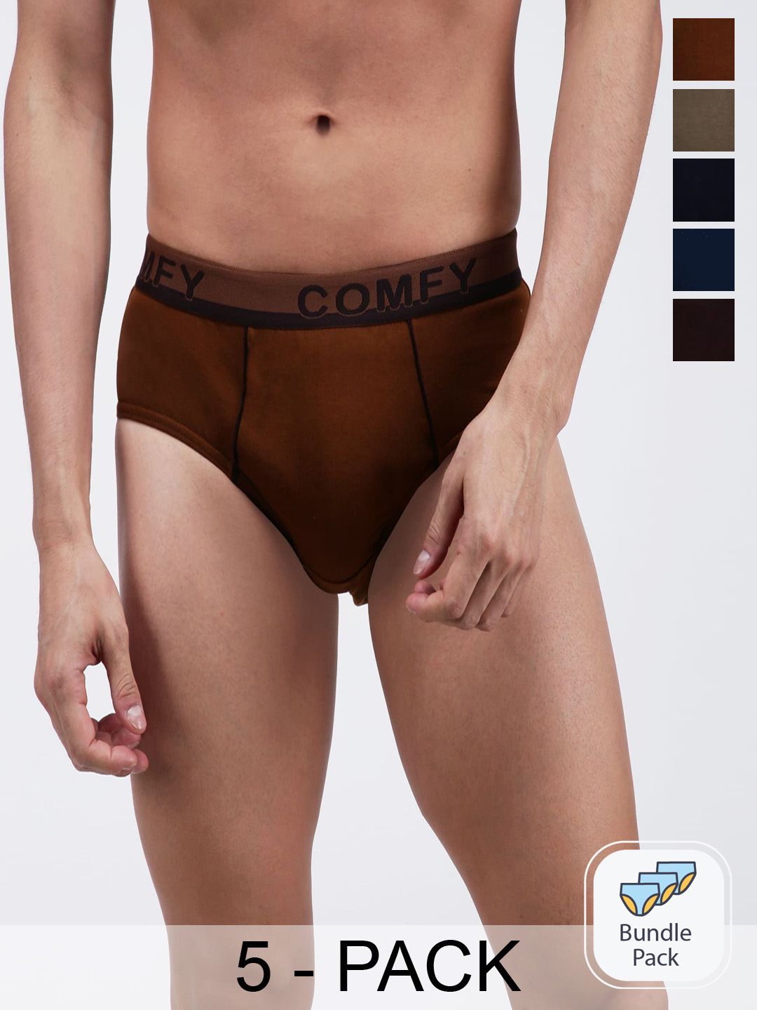 AMUL COMFY Pack Of 5 Mid-Rise Cotton Basic Briefs AC-CBRIOE-AF-CB-NVY-LTBR-SGRY-XL-5PC-picture-35