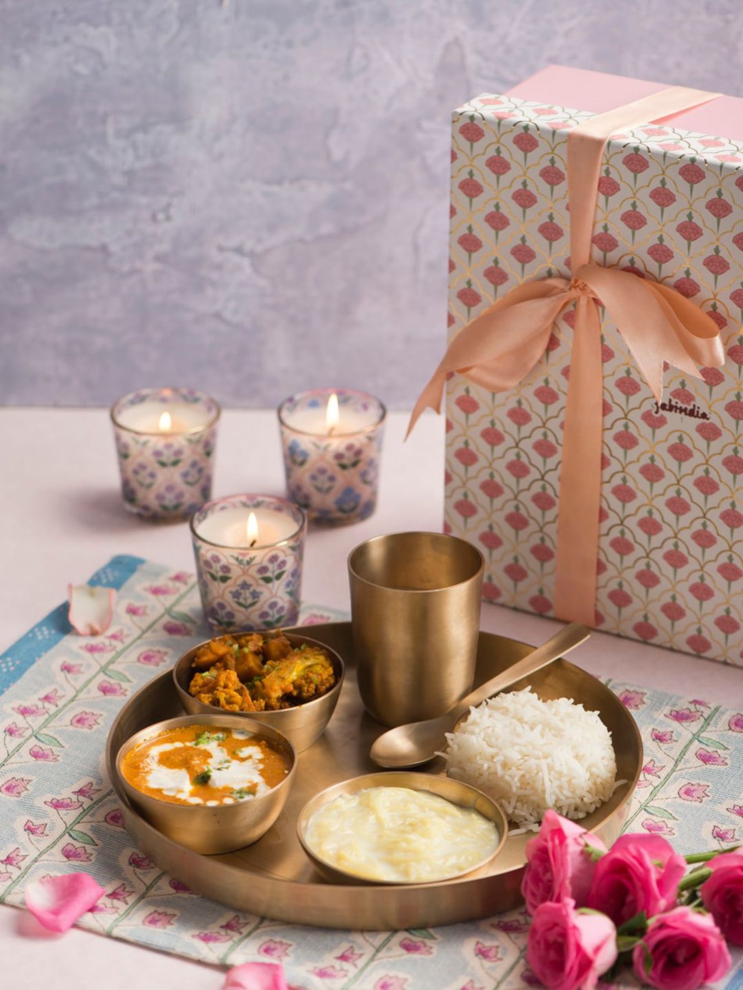Fabindia Bronze-Colored Brass Dhaani Thali Gift Set-image-34