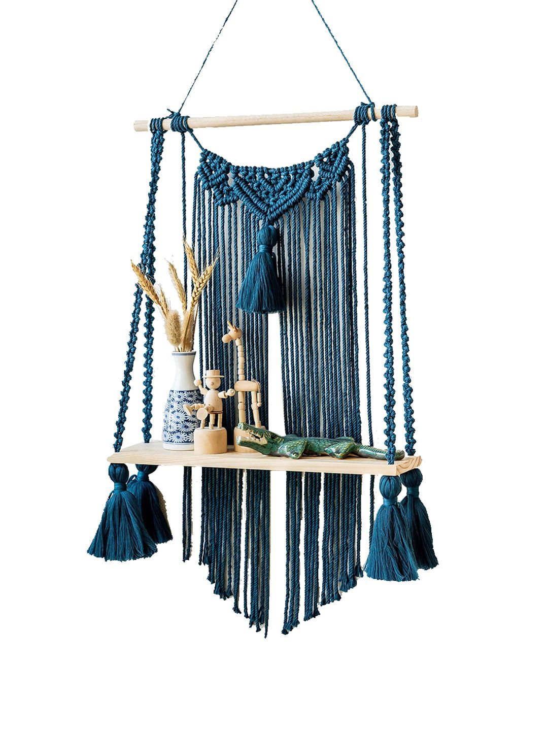 Kaahira Navy Blue Wall Decor Hanging Shelf-picture-14