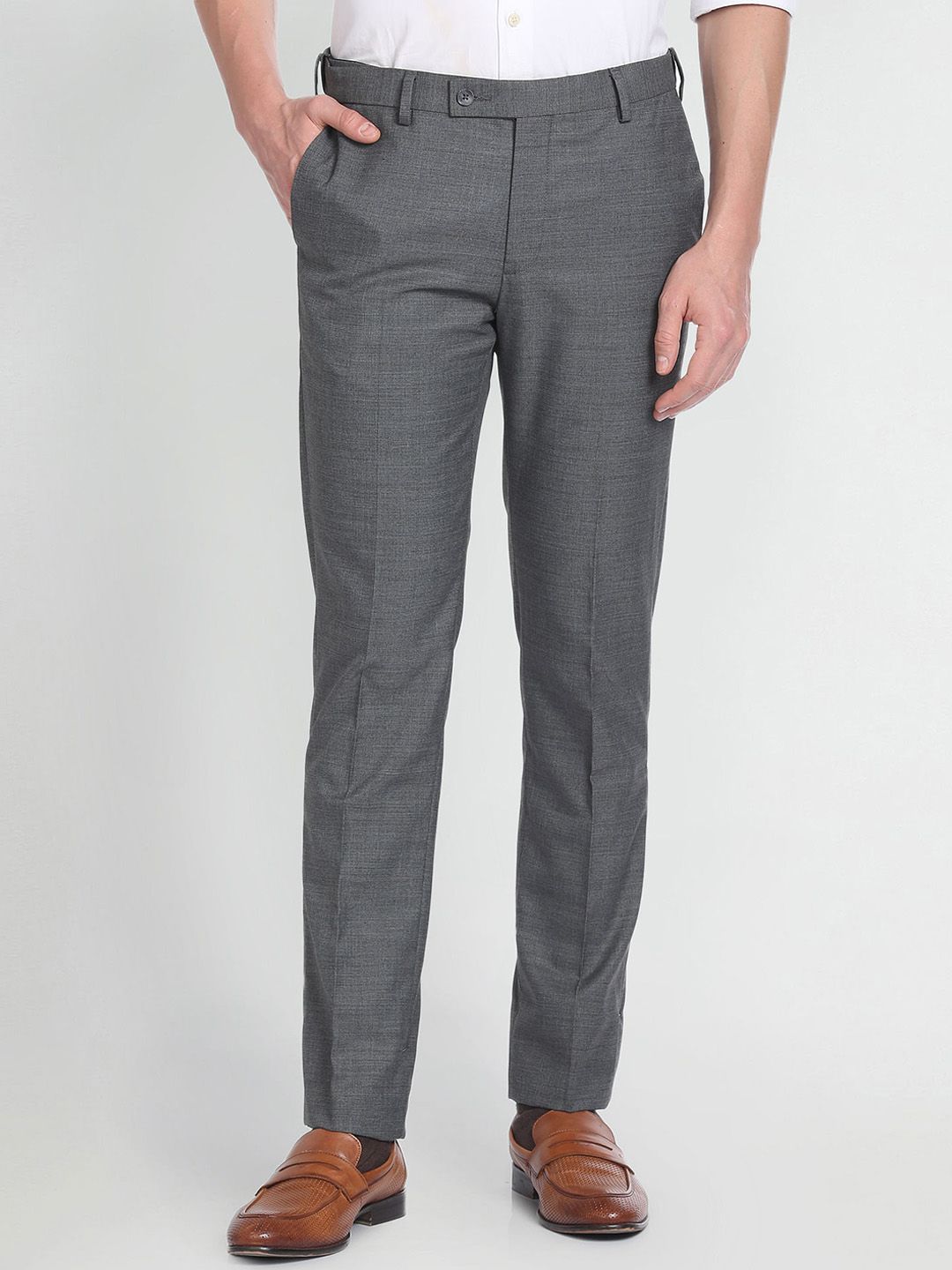 Arrow Men Patterned Dobby Autoflex Trousers-picture-22