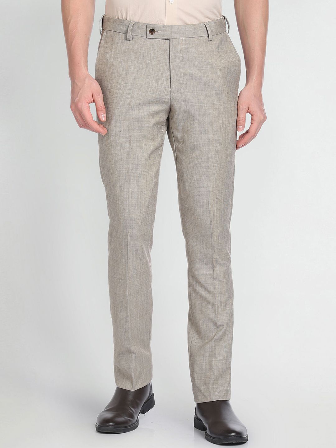 Arrow Men Patterned Weave Autoflex Trousers-picture-21