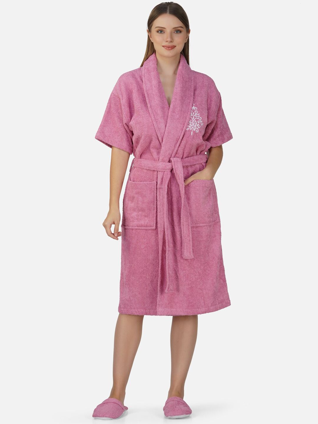 RANGOLI Women Purple Cotton Bath Robe With Matching Slippers-picture-53
