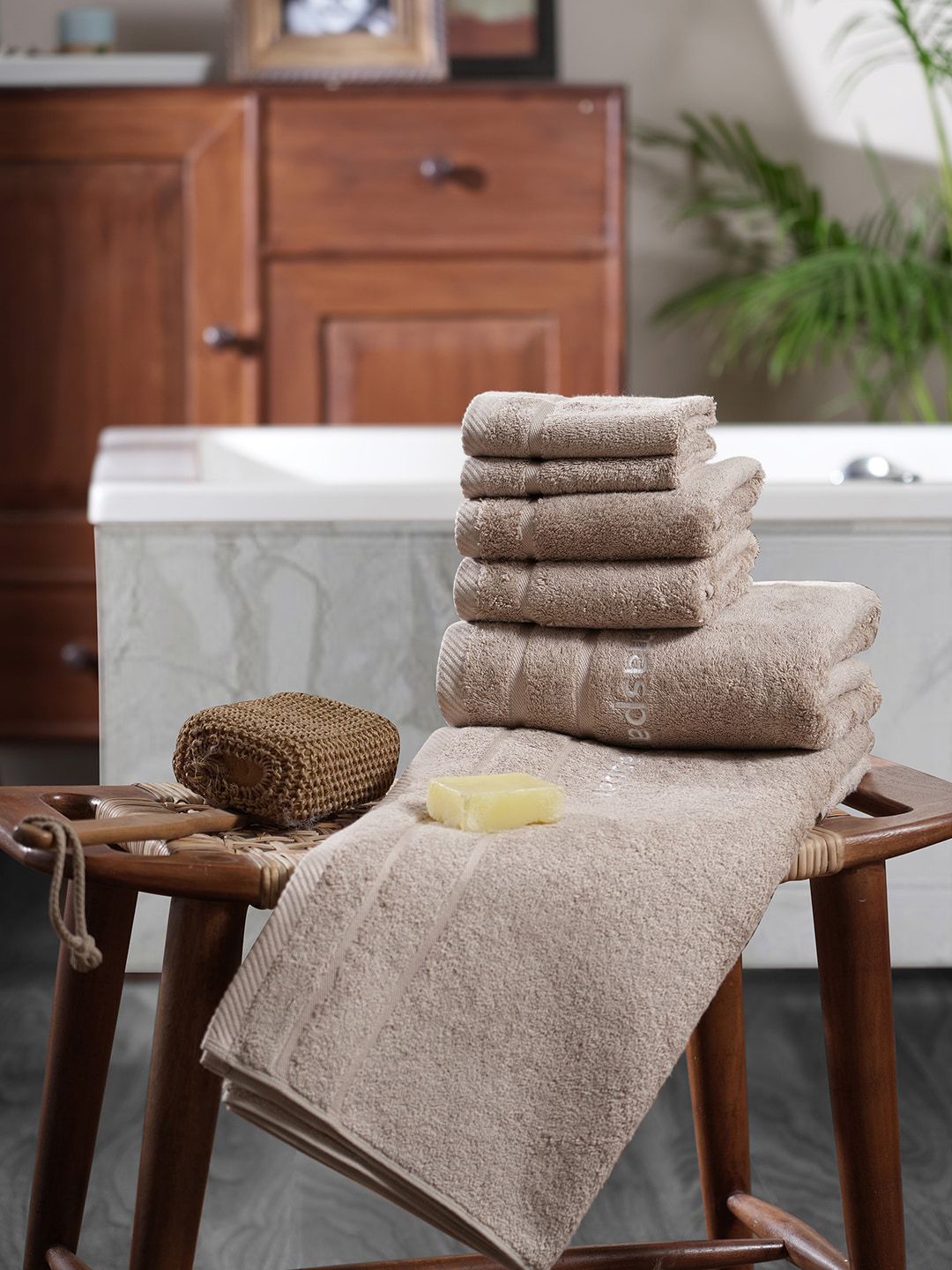 MASPAR Amor Beige 6 Pieces Pile Ultra-Soft 600 GSM Towel Set-picture-36