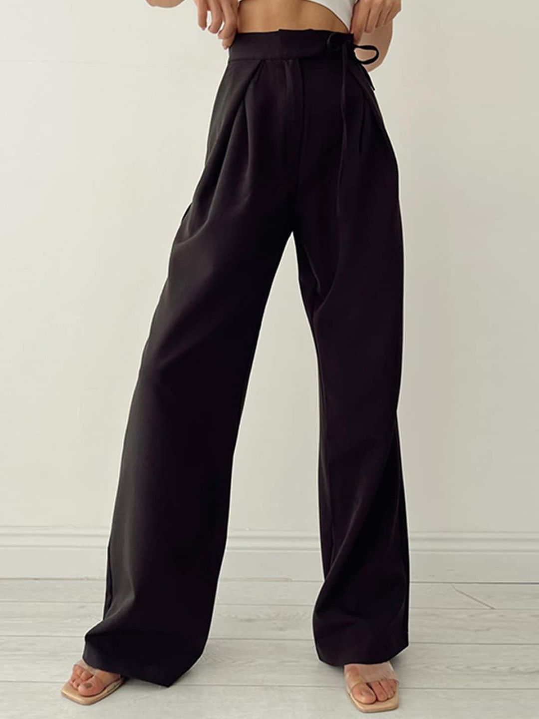 StyleCast Women Black Original Straight Fit Mid-Rise Plain Trousers-picture-13