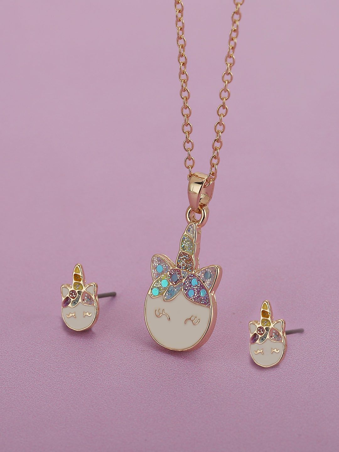 Carlton London Girls Gold-Plated Enamelled Jewellery Set-picture-45