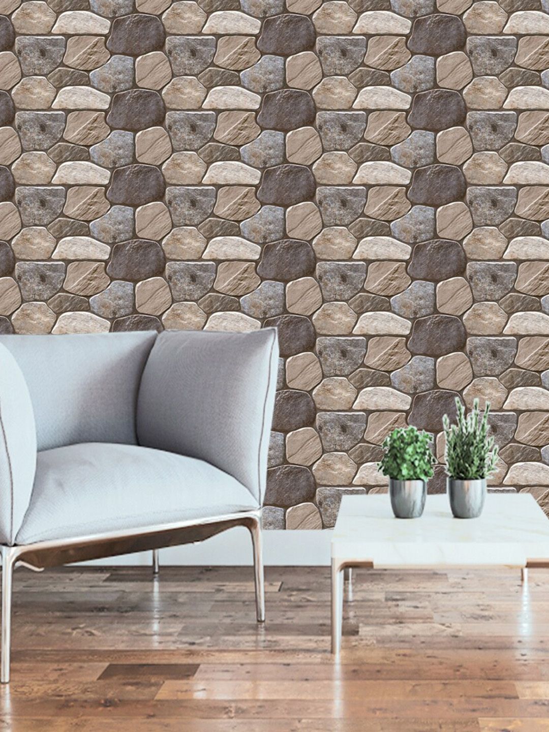 WallDaddy Beige & Brown Chattan Designed Self Adhesive Wallpaper-picture-25