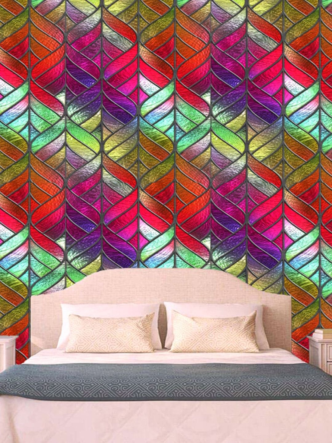WallDaddy Red & Green Window Designed Self Adhesive Wallpaper-picture-13