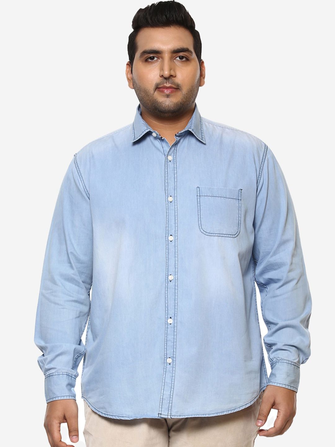 John Pride PLus Size Spread Collar Pure Cotton Casual Shirt-picture-36