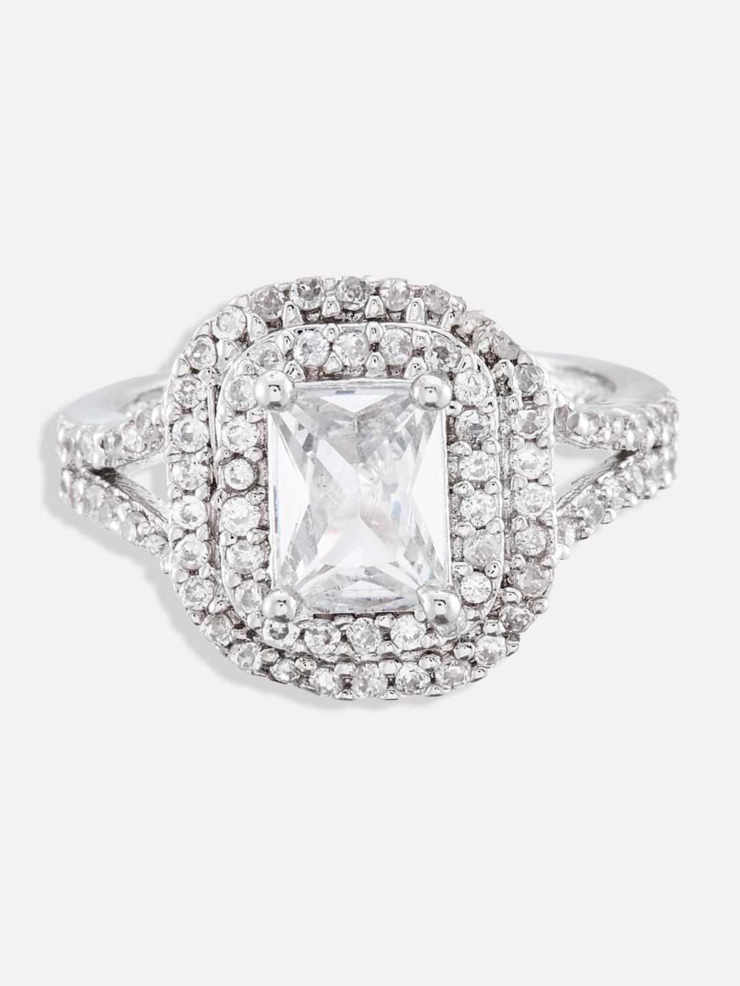 ATIBELLE Set Of 3 Gold & Sliver Plated CZ Stone-Studded Finger Rings