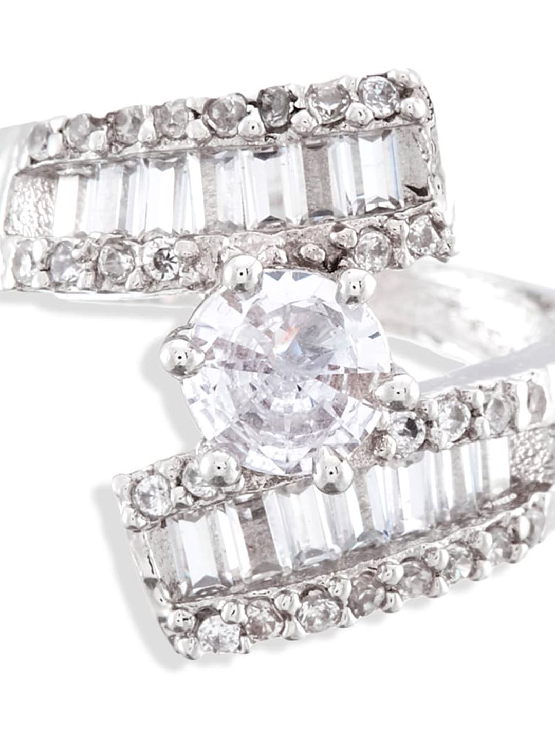 ATIBELLE Set Of 2 Gold & Silver-Plated CZ-Studded Rings