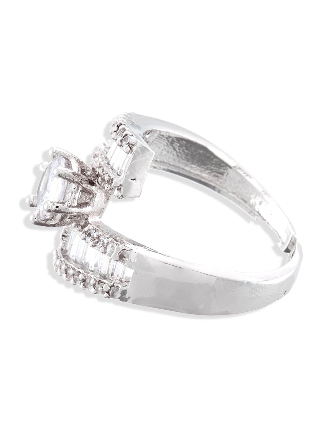 ATIBELLE Set Of 2 Gold & Silver-Plated CZ-Studded Rings