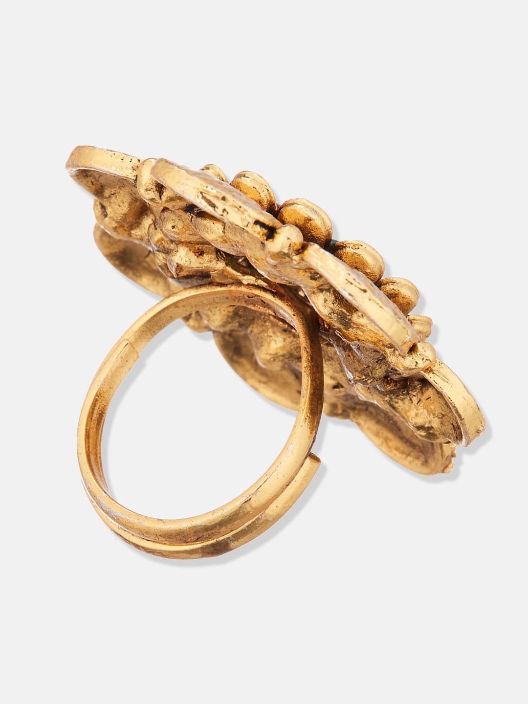 ATIBELLE Set Of 2 Gold-Plated & Silver-Plated Cubic Zirconia Studded Finger Rings
