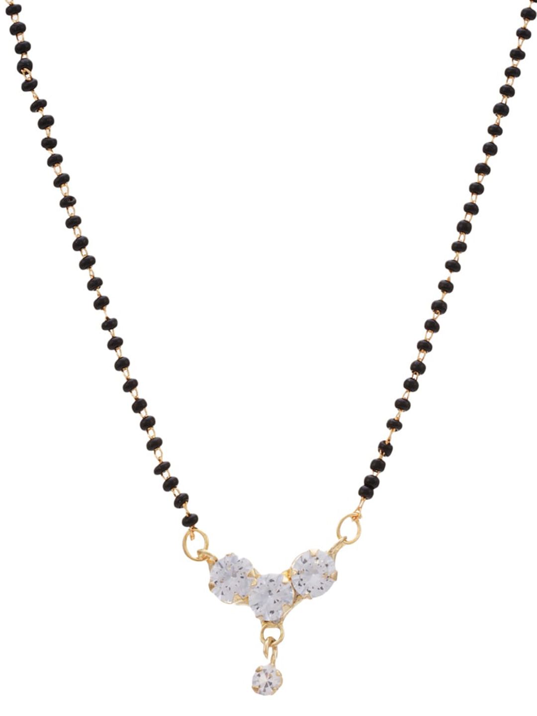 ATIBELLE Gold-Plated Cubic Zirconia-Studded & Beaded Mangalsutra