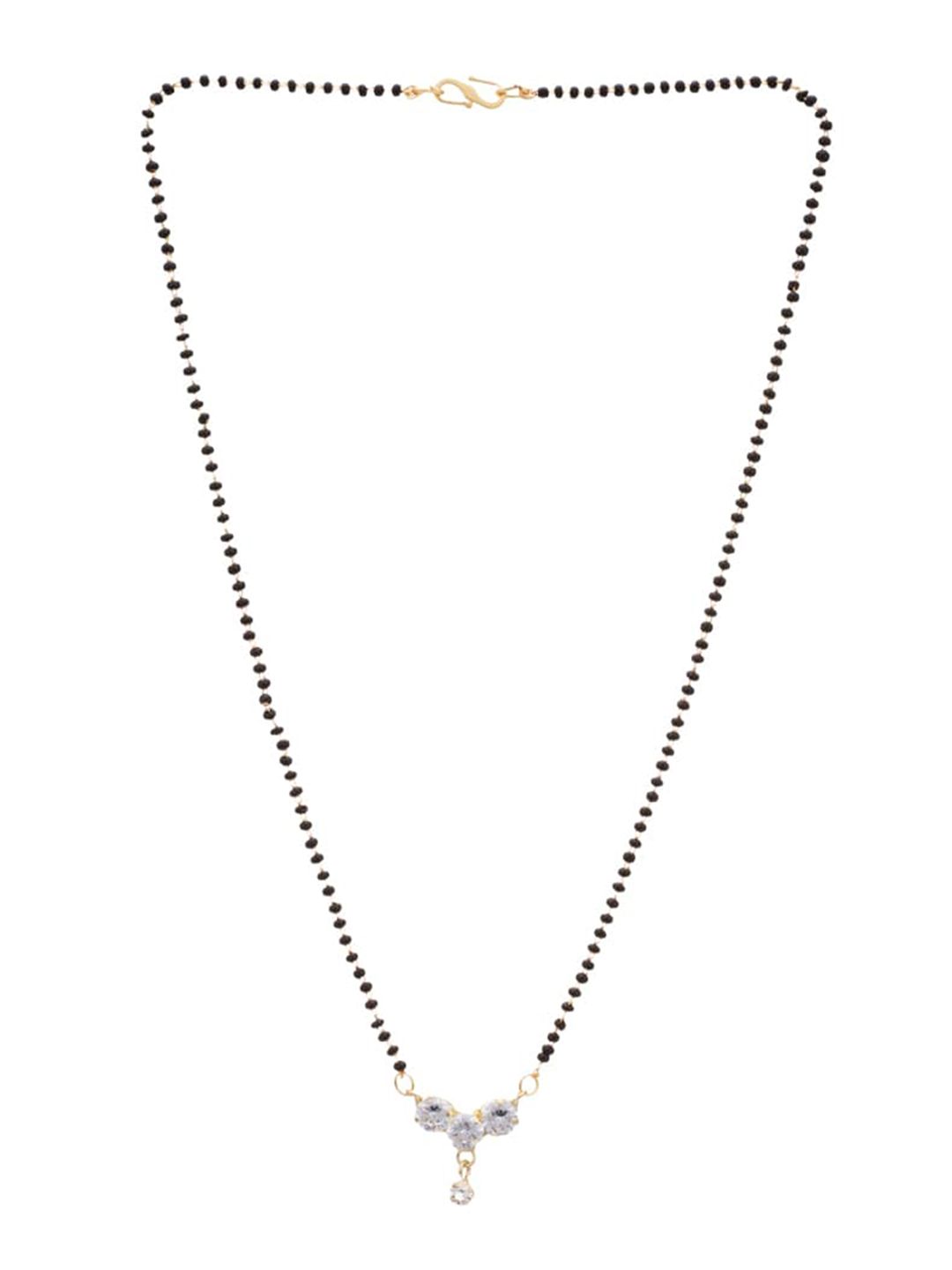 ATIBELLE Gold-Plated Cubic Zirconia-Studded & Beaded Mangalsutra