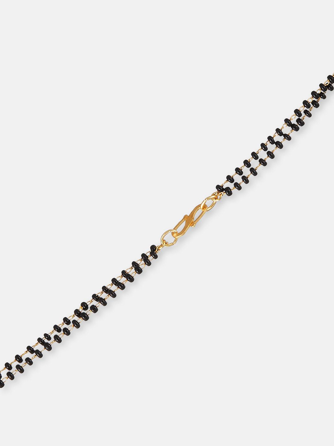 ATIBELLE Gold-Plated Maroon Stone StuddedBlack Beaded Floral Mangalsutra With Earrings