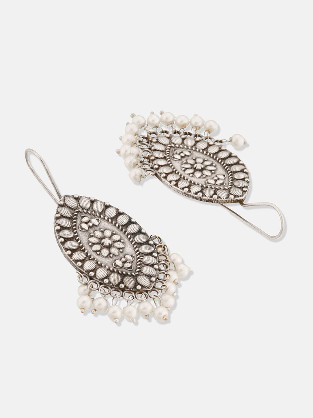 ATIBELLE Silver Plated German Silver Contemporary Artificial Beads Drop Earrings