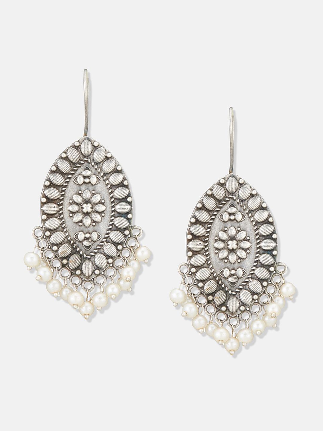 ATIBELLE Silver Plated German Silver Contemporary Artificial Beads Drop Earrings