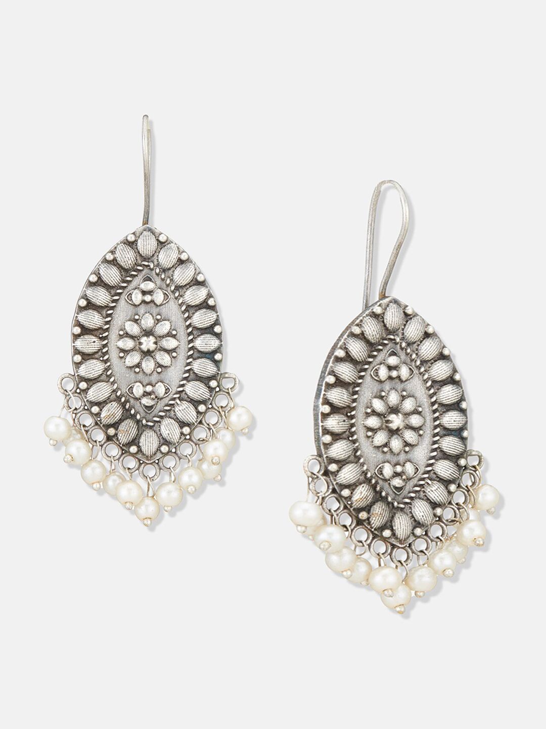 ATIBELLE Silver Plated German Silver Contemporary Artificial Beads Drop Earrings