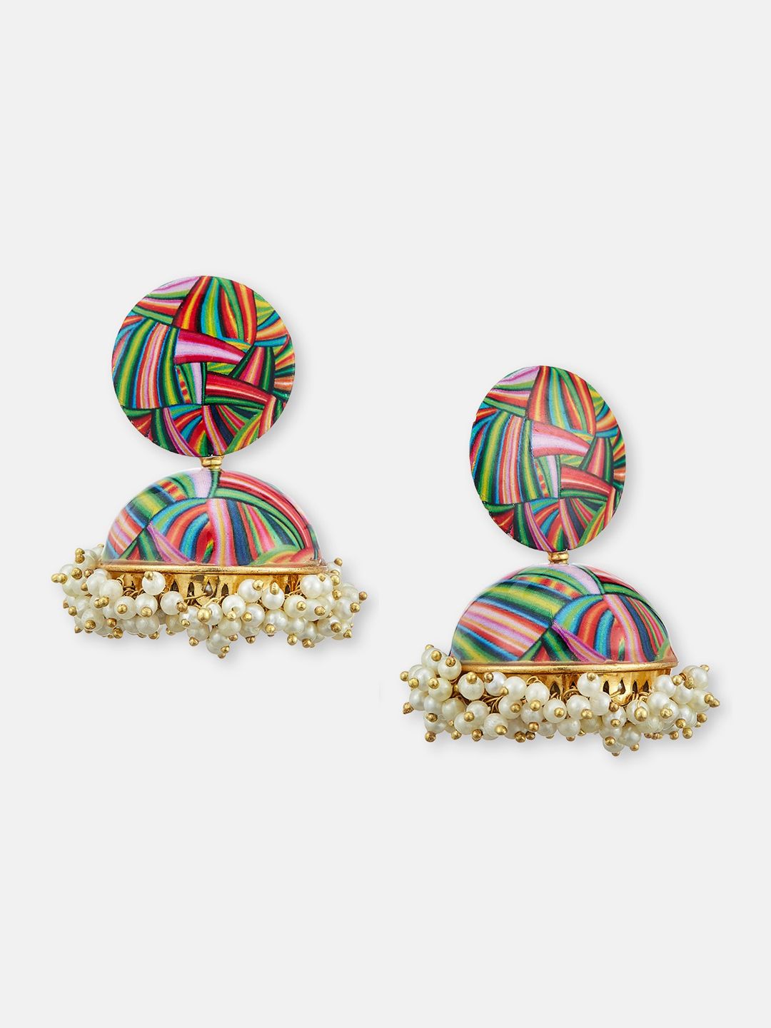 ATIBELLE Gold Plated Contemporary Artificial Beads Jhumkas Earrings