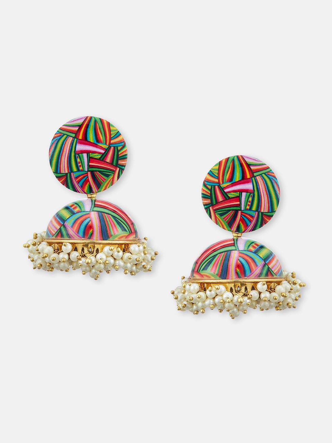 ATIBELLE Gold Plated Contemporary Artificial Beads Jhumkas Earrings