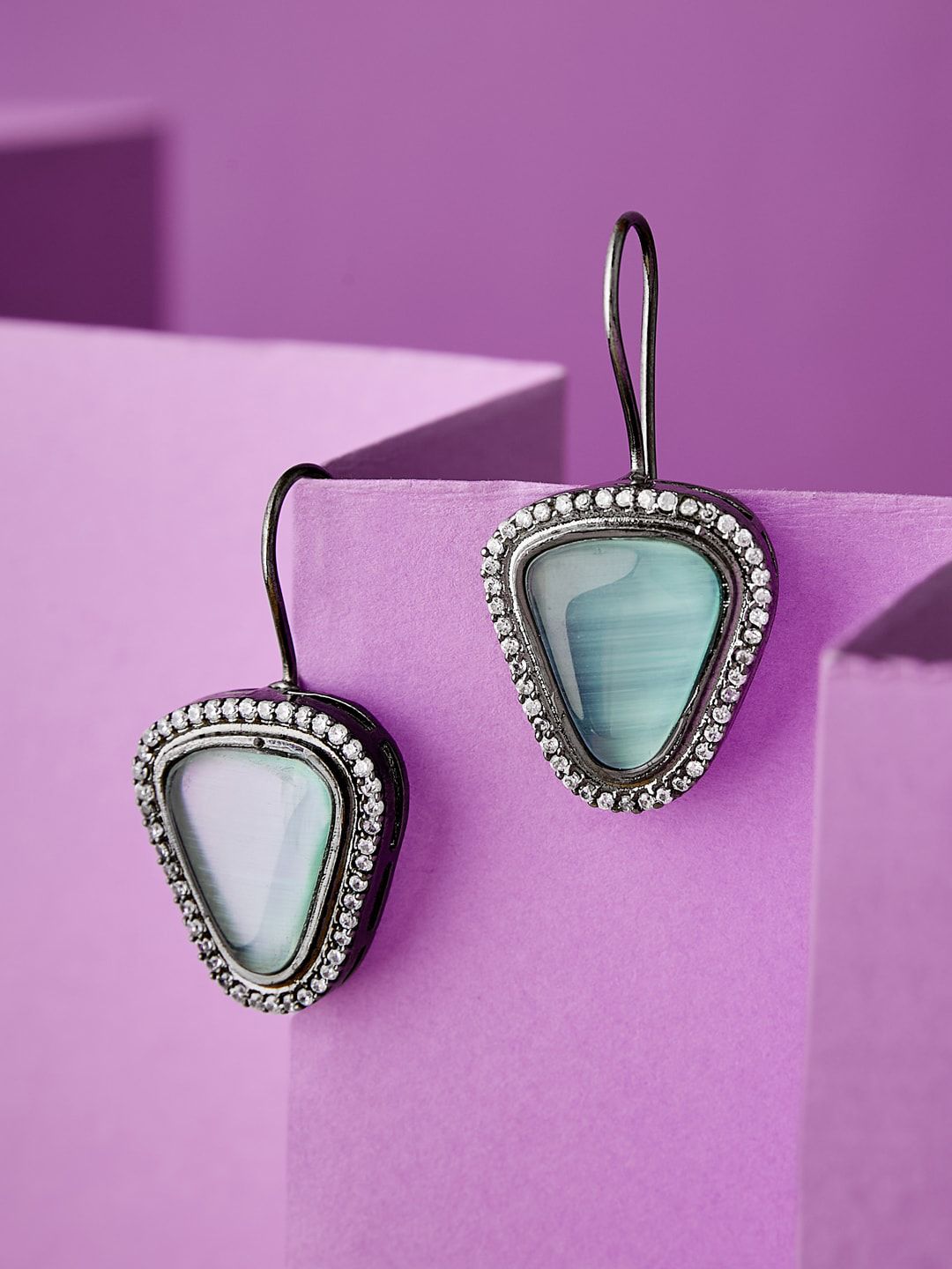 ATIBELLE Silver Plated German Silver American Diamond Earrings