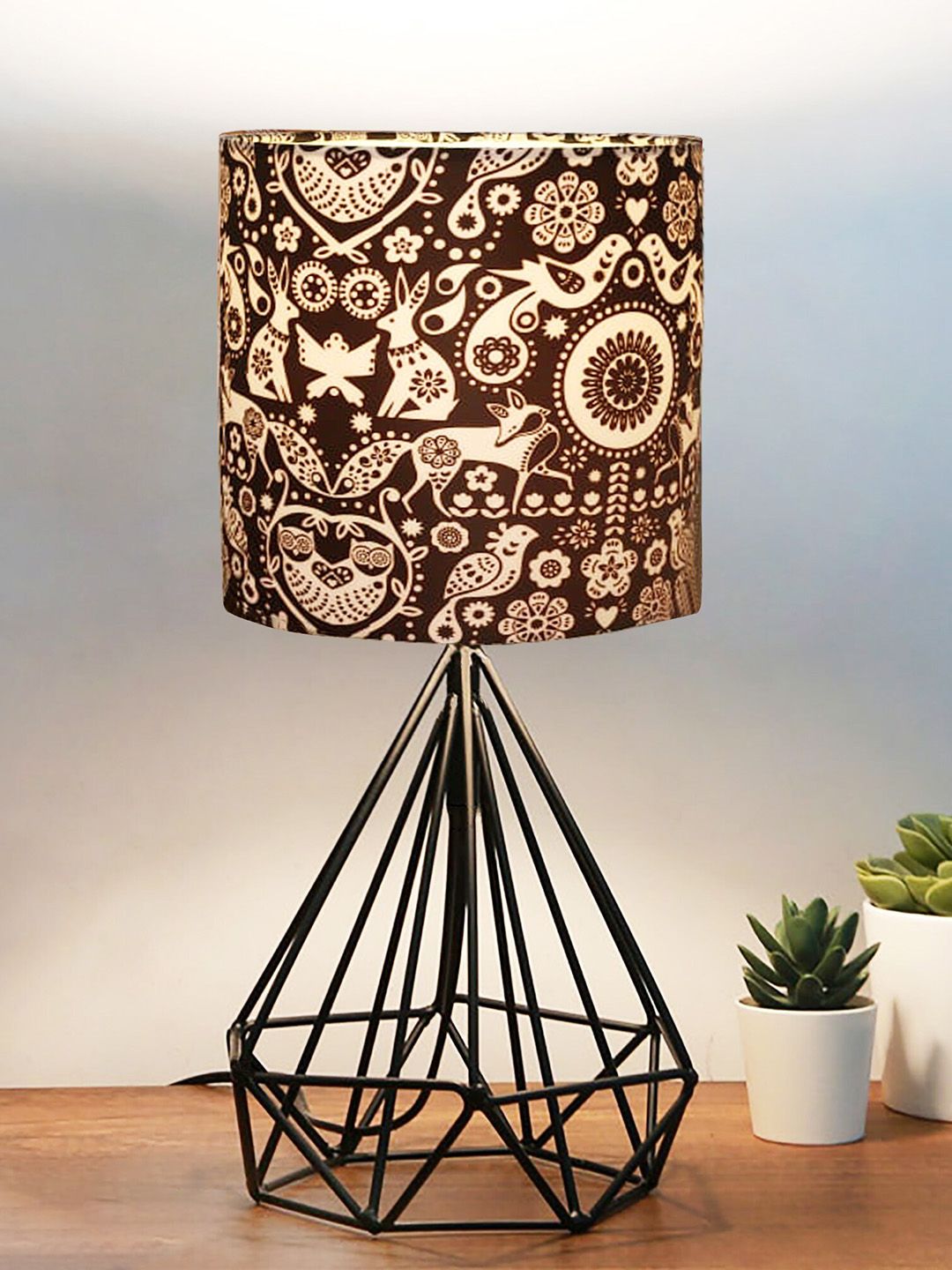Homesake Black & Beige Printed Metal Table Lamp-picture-18