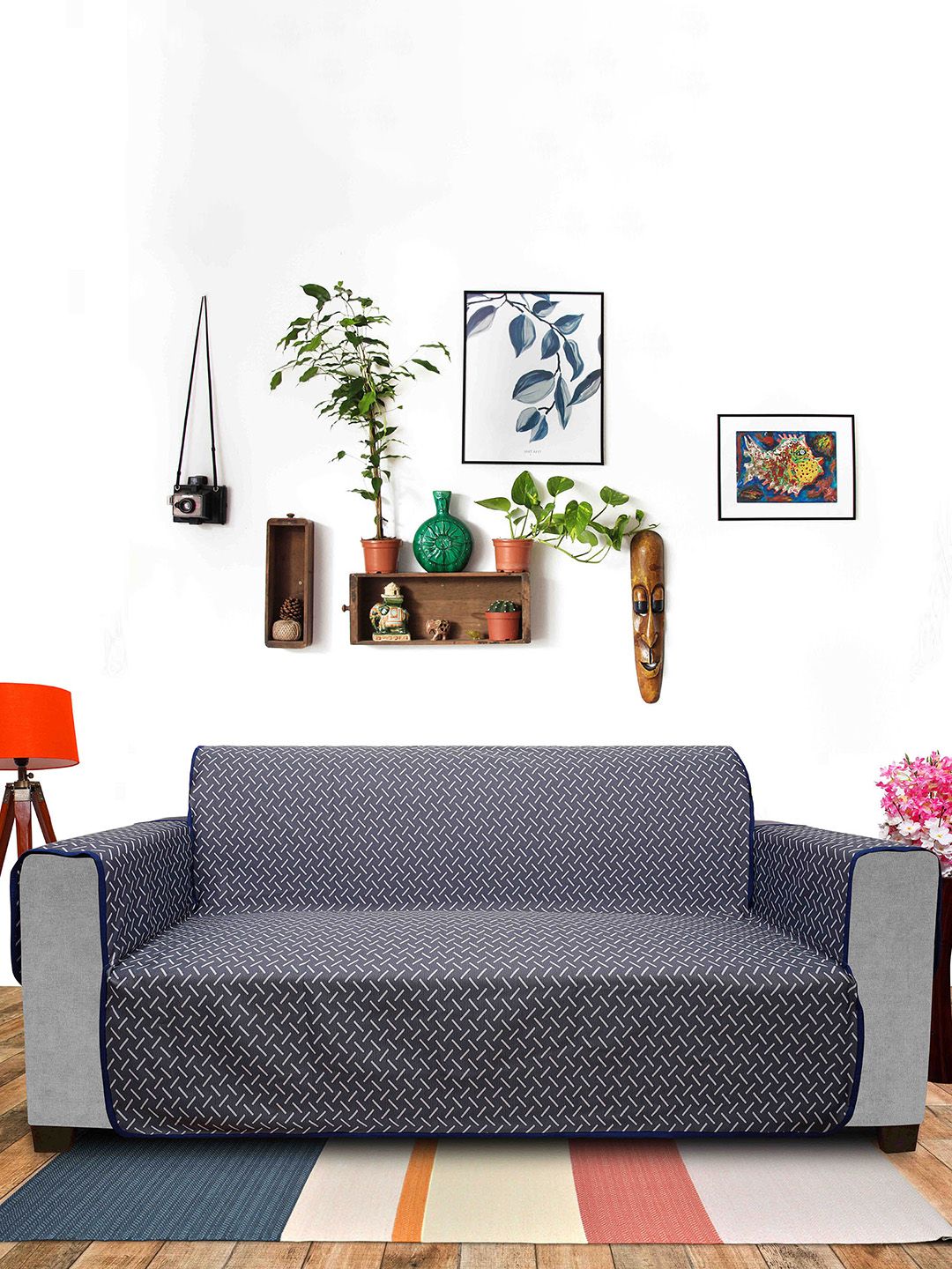 DREAM CARE Printed 3 Layers Waterproof Pearl Reversible 4-Seater Sofa Cover with Pockets-image-28