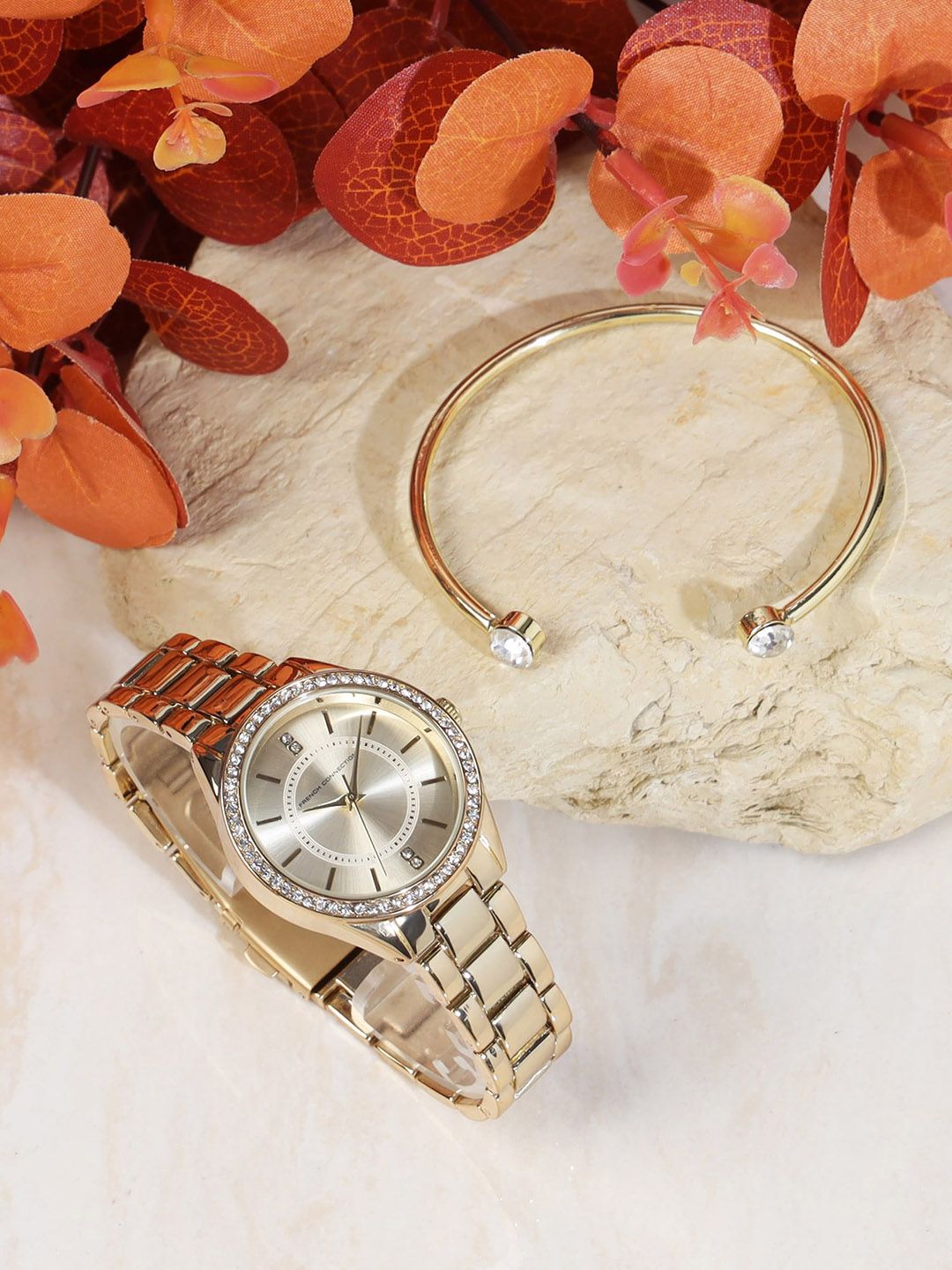 French Connection Women Embellished Watch & Bracelet Giftset FCW03GM-image-19