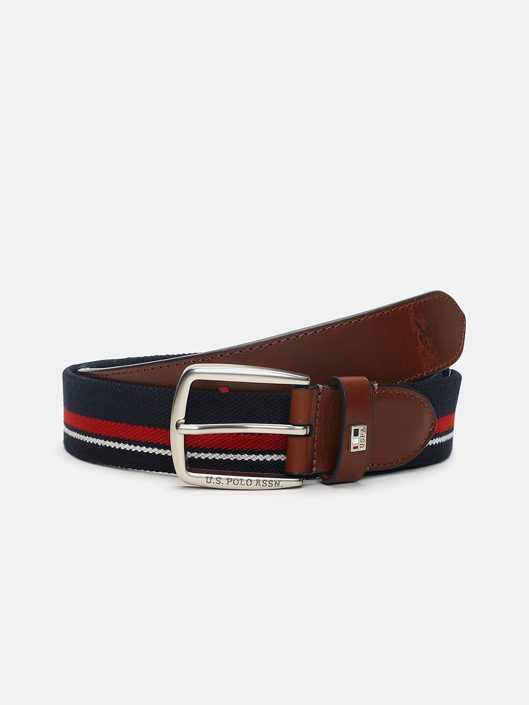 U.S. Polo Assn. Men Tan Striped Leather Belt-picture-32