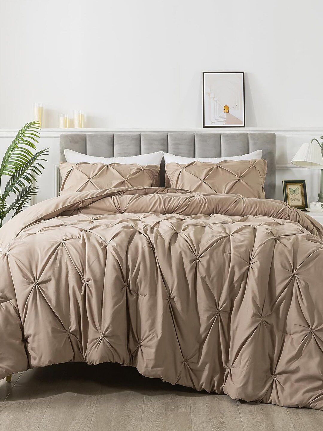 THE WHITE MOSS Taupe Microfiber Mild Winter 150 GSM Double Bed Comforter-picture-11